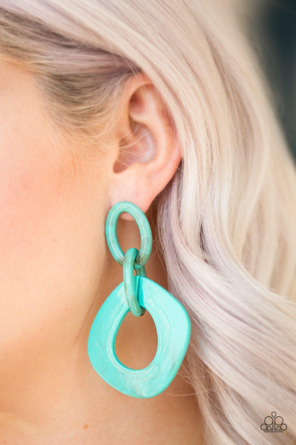 Torrid Tropicana Blue Acrylic Earrings - Paparazzi Accessories-CarasShop.com - $5 Jewelry by Cara Jewels