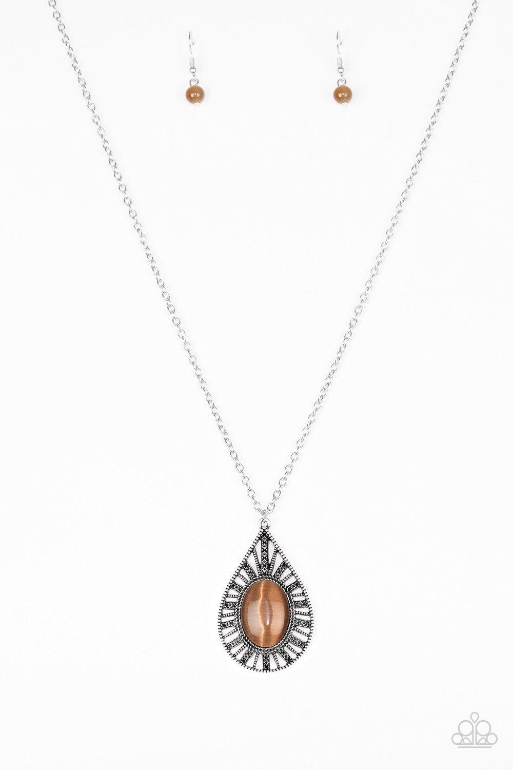 Total Tranquility Brown Moonstone Necklace - Paparazzi Accessories-CarasShop.com - $5 Jewelry by Cara Jewels