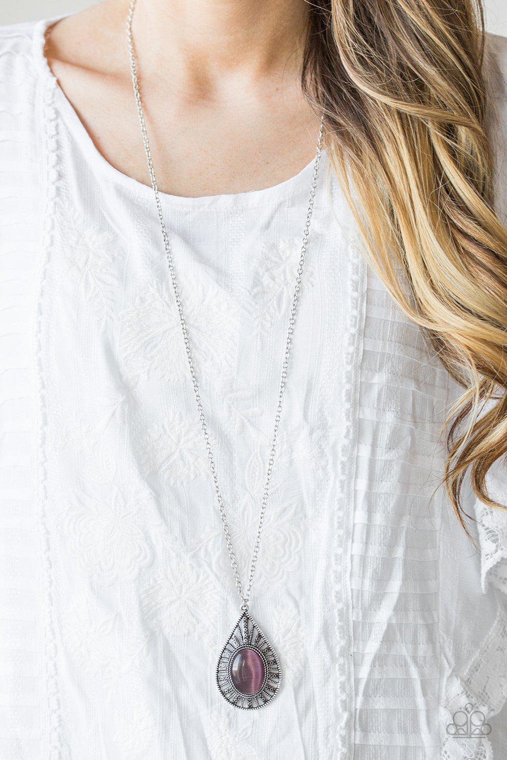 Total Tranquility Purple Moonstone Necklace - Paparazzi Accessories-CarasShop.com - $5 Jewelry by Cara Jewels
