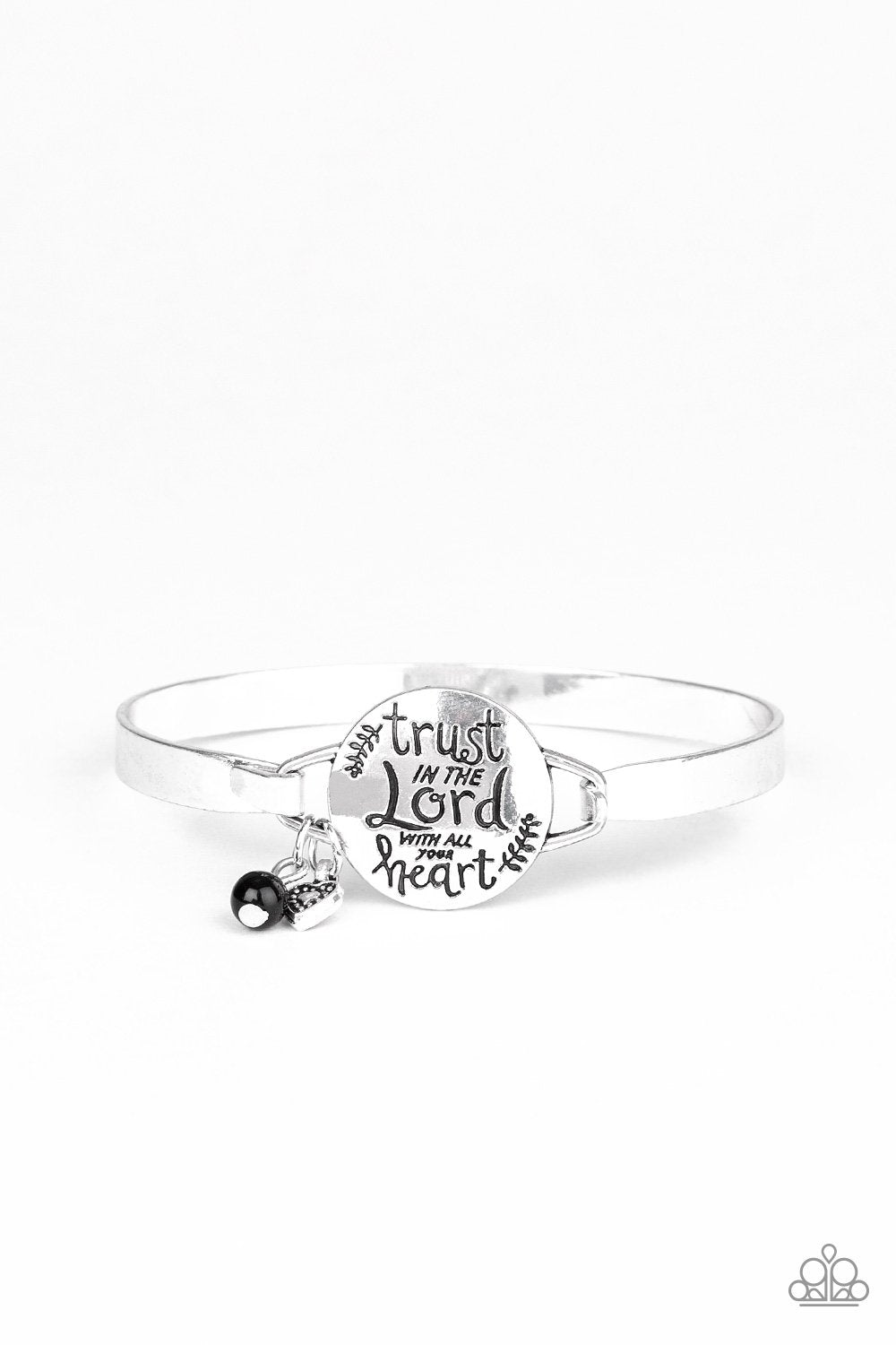 Total Trust Silver and Black Bracelet - Paparazzi Accessories-CarasShop.com - $5 Jewelry by Cara Jewels