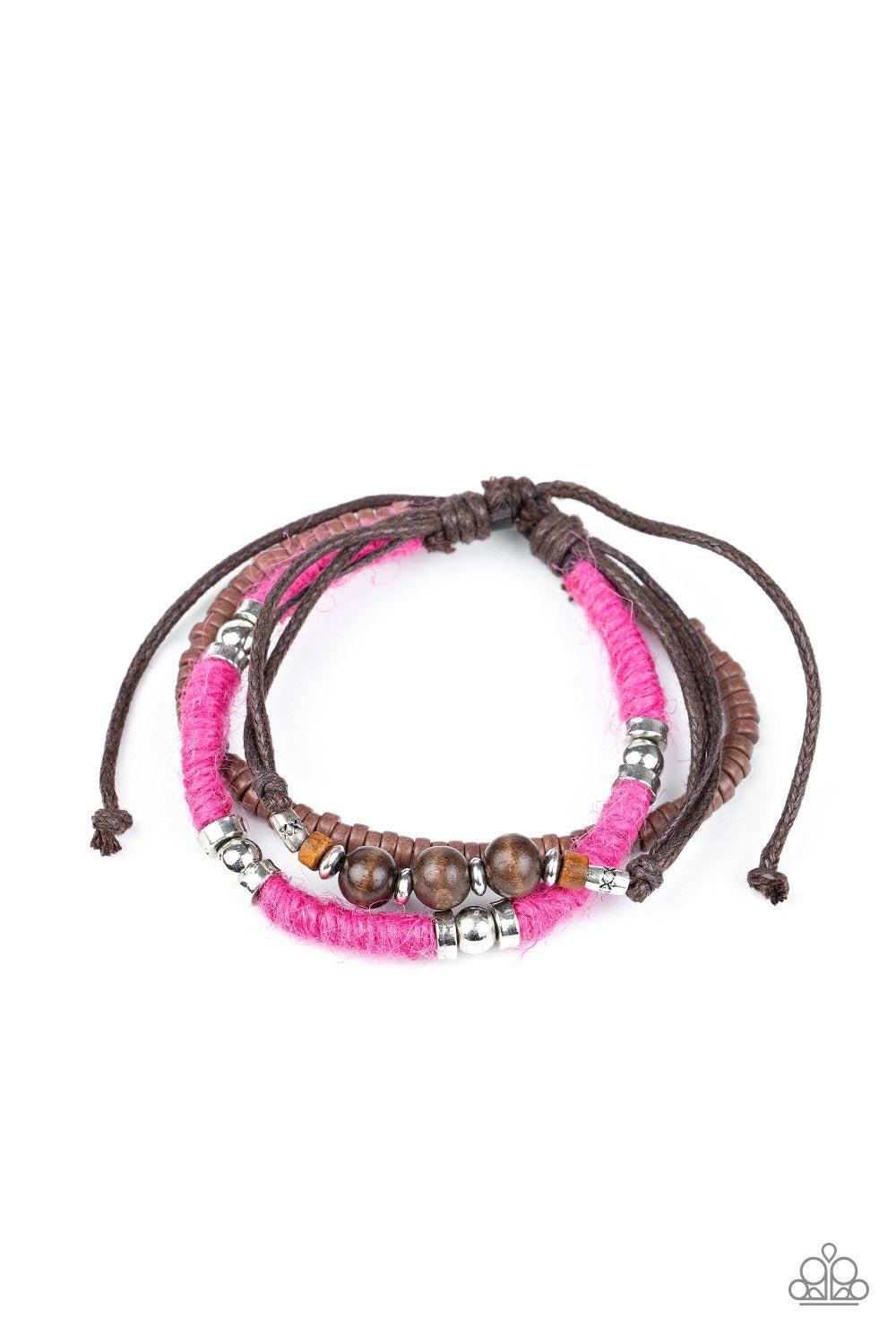 Totally Tiki Pink Urban Knot Bracelet - Paparazzi Accessories-CarasShop.com - $5 Jewelry by Cara Jewels