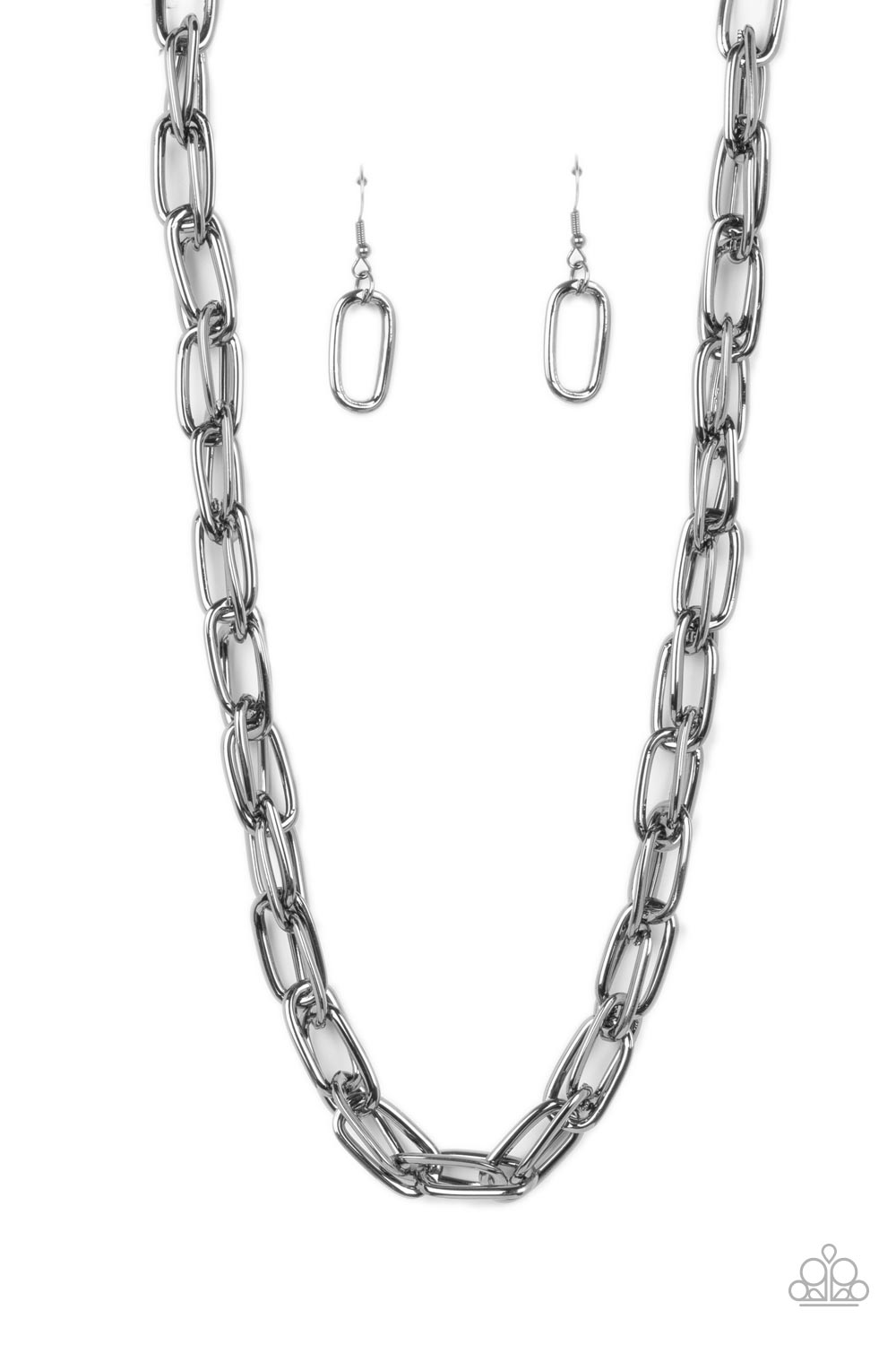 Tough Call Gunmetal Black Chain Necklace - Paparazzi Accessories- lightbox - CarasShop.com - $5 Jewelry by Cara Jewels