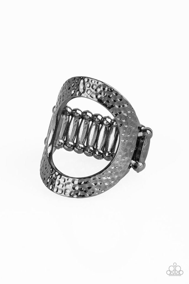 Tour de Contour Gunmetal Black Ring - Paparazzi Accessories- lightbox - CarasShop.com - $5 Jewelry by Cara Jewels