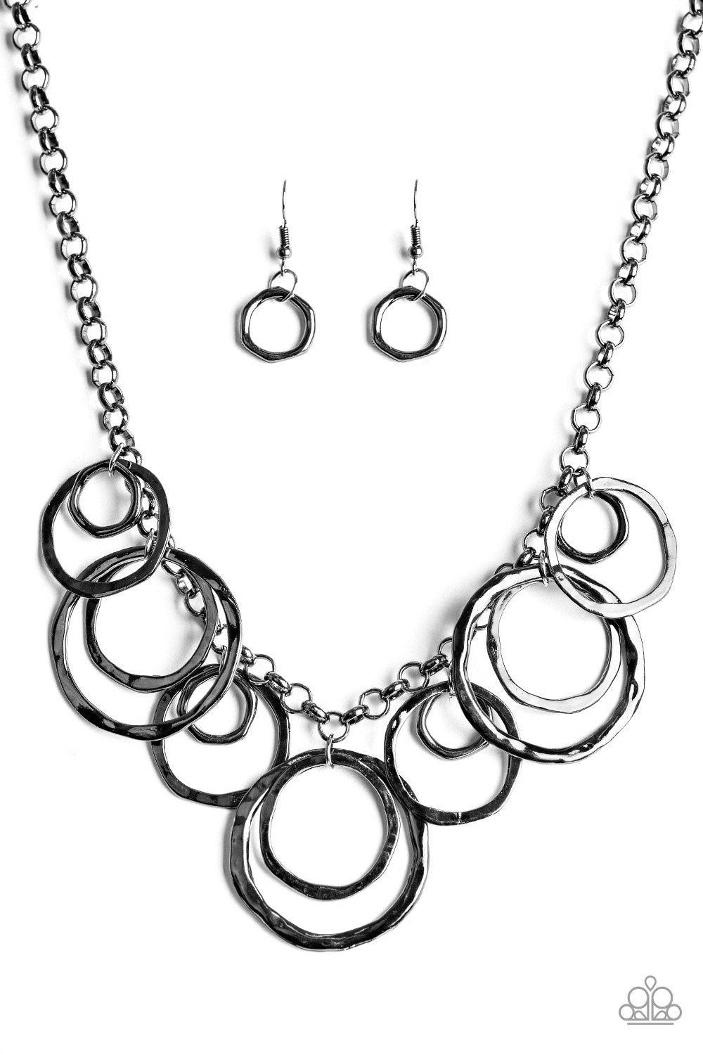 Tour de FIERCE Black Gunmetal Necklace - Paparazzi Accessories-CarasShop.com - $5 Jewelry by Cara Jewels
