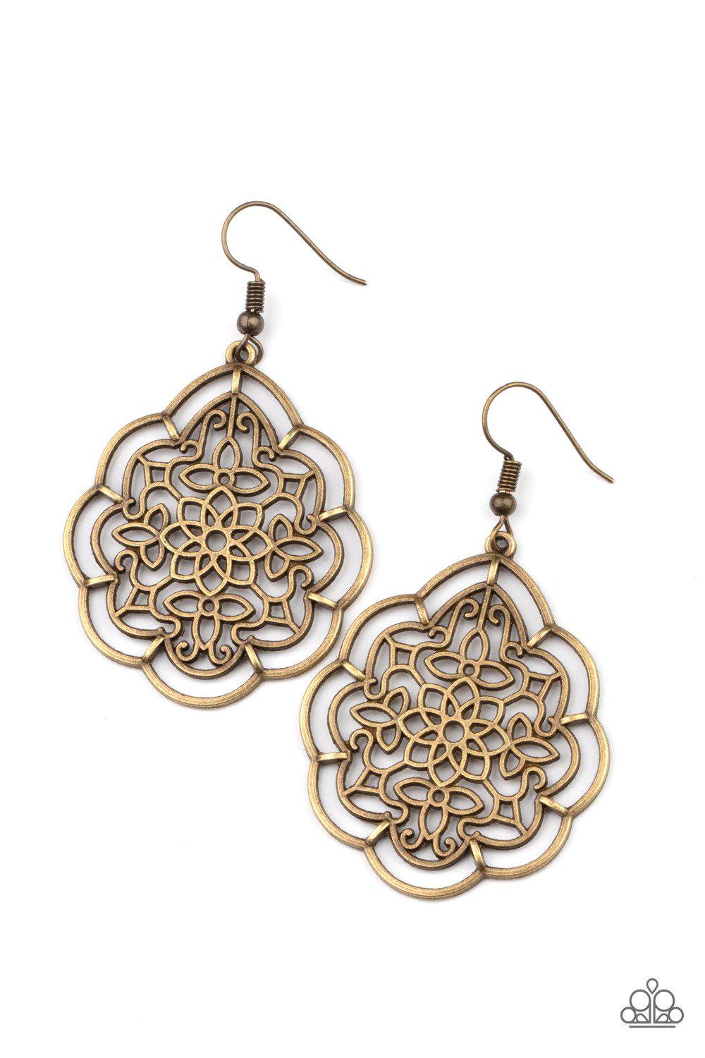 Tour De Taj Mahal Brass Earrings - Paparazzi Accessories- lightbox - CarasShop.com - $5 Jewelry by Cara Jewels