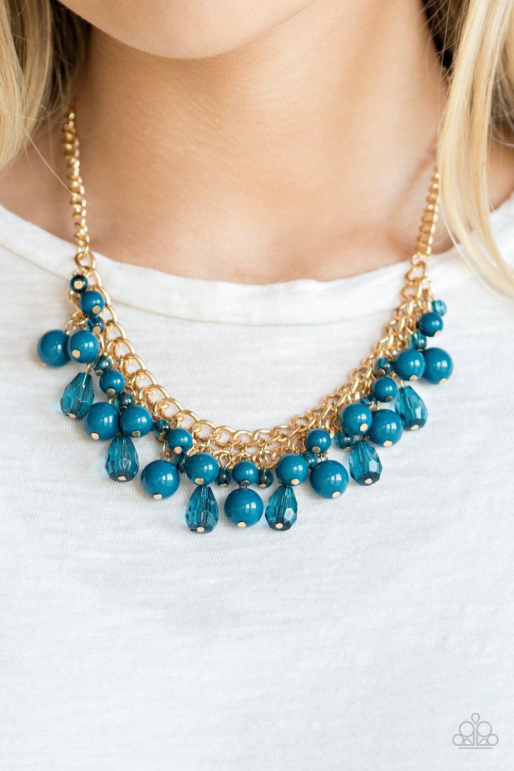 Tour de Trendsetter Blue and Gold Necklace - Paparazzi Accessories - lightbox -CarasShop.com - $5 Jewelry by Cara Jewels