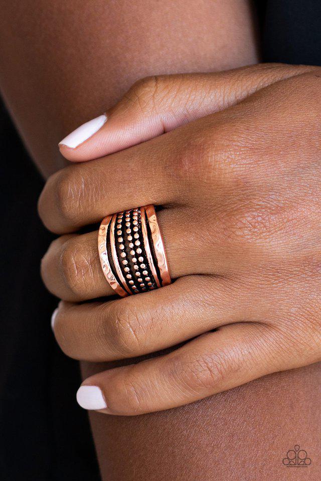 Trailblazin Trails Copper Ring - Paparazzi Accessories- on model - CarasShop.com - $5 Jewelry by Cara Jewels