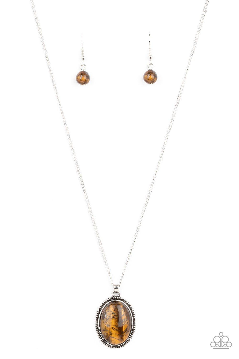 Tranquil Talisman Brown Tiger&#39;s Eye Necklace - Paparazzi Accessories- lightbox - CarasShop.com - $5 Jewelry by Cara Jewels