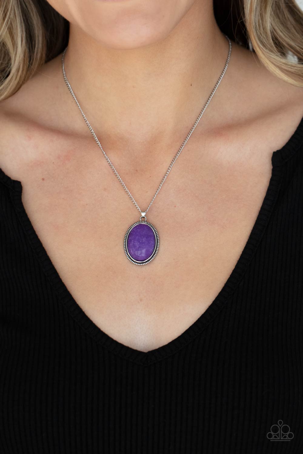Tranquil Talisman Purple Stone Necklace - Paparazzi Accessories- model - CarasShop.com - $5 Jewelry by Cara Jewels