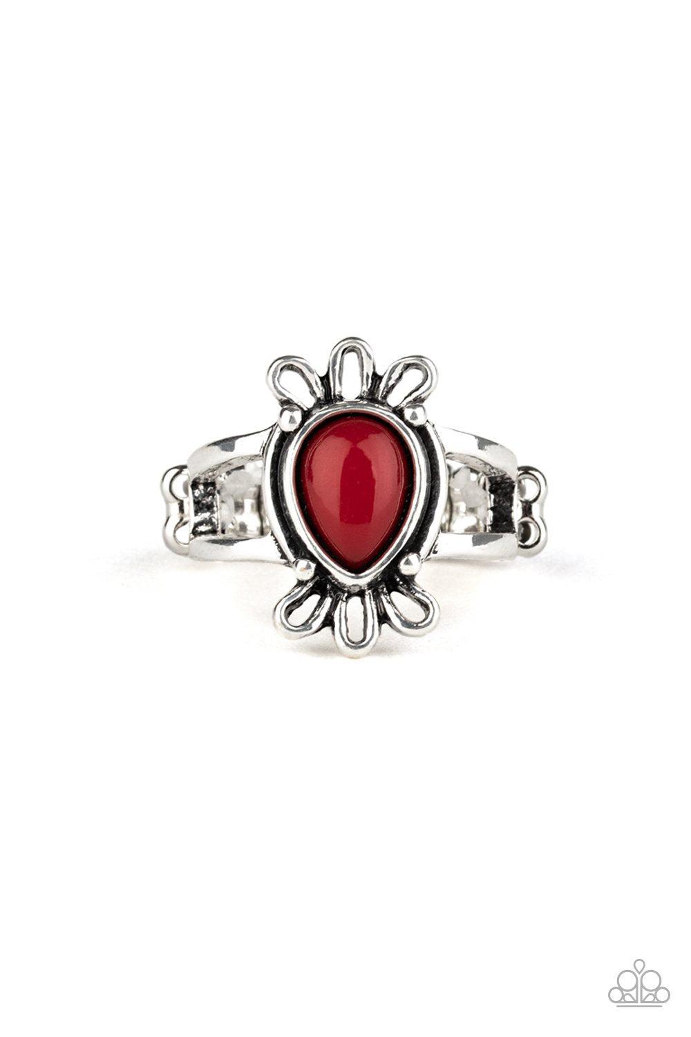 Tranquil Tide Red and Silver Ring - Paparazzi Accessories-CarasShop.com - $5 Jewelry by Cara Jewels