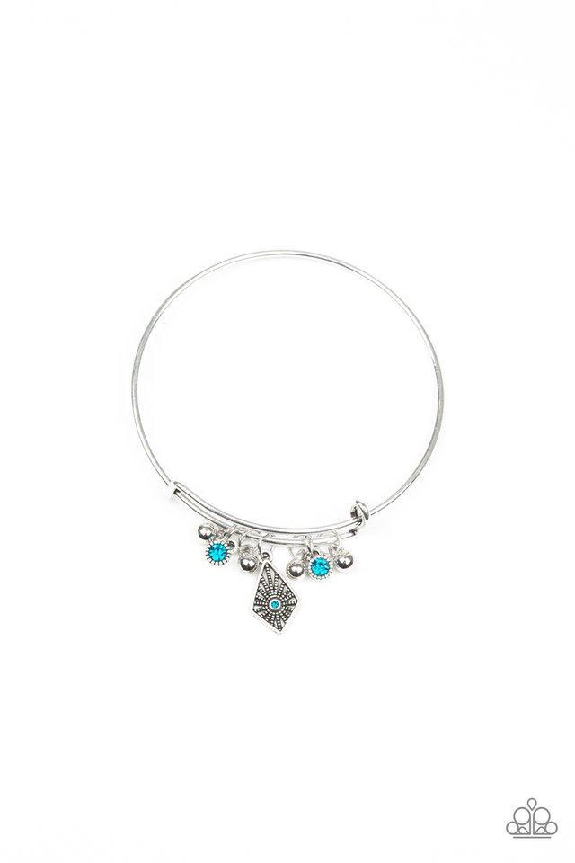 Treasure Charms Blue and Silver Charm Bangle Bracelet - Paparazzi Accessories- lightbox - CarasShop.com - $5 Jewelry by Cara Jewels