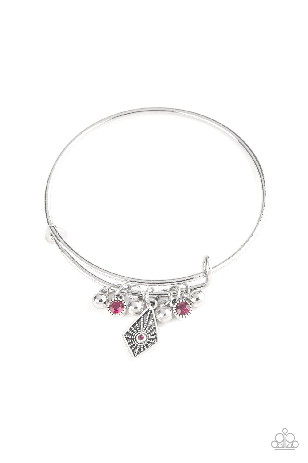 Treasure Charms Pink Charm Bangle Bracelet - Paparazzi Accessories-CarasShop.com - $5 Jewelry by Cara Jewels