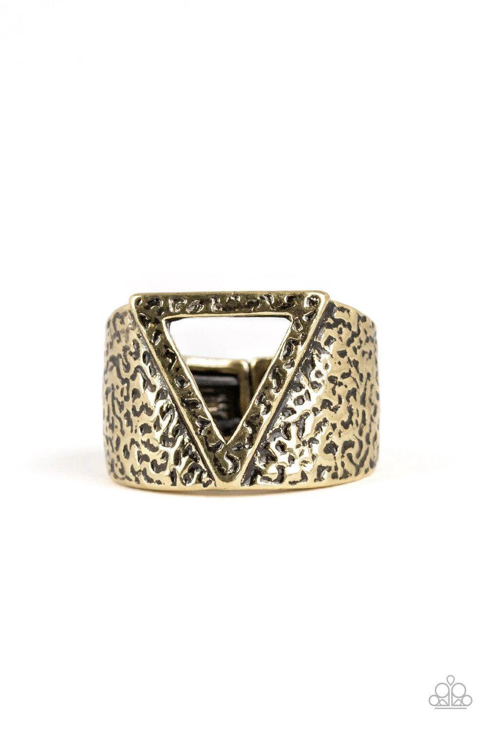 Triathlon Men&#39;s Brass Ring - Paparazzi Accessories- lightbox - CarasShop.com - $5 Jewelry by Cara Jewels