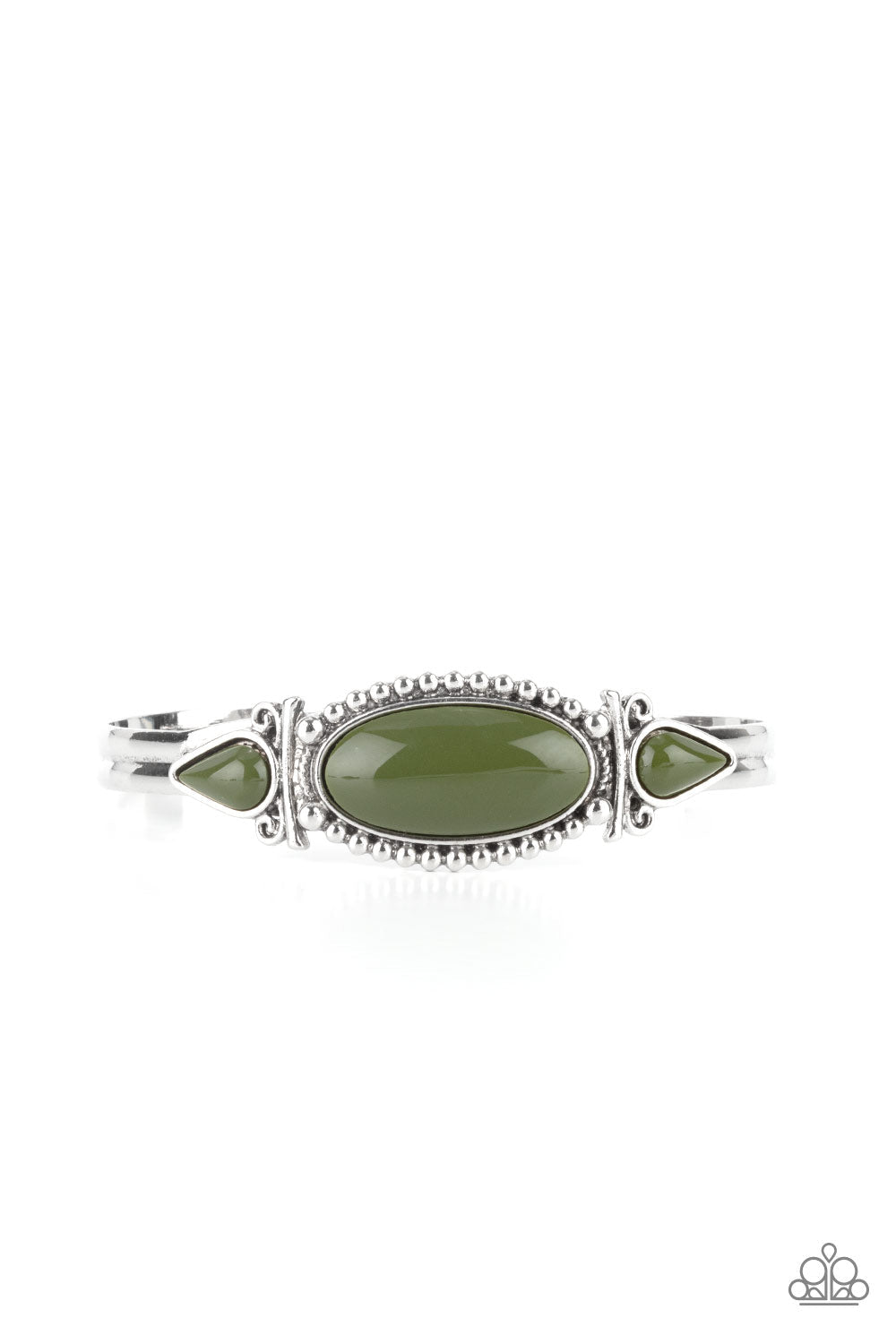 Tribal Trinket Green Cuff Bracelet - Paparazzi Accessories- lightbox - CarasShop.com - $5 Jewelry by Cara Jewels