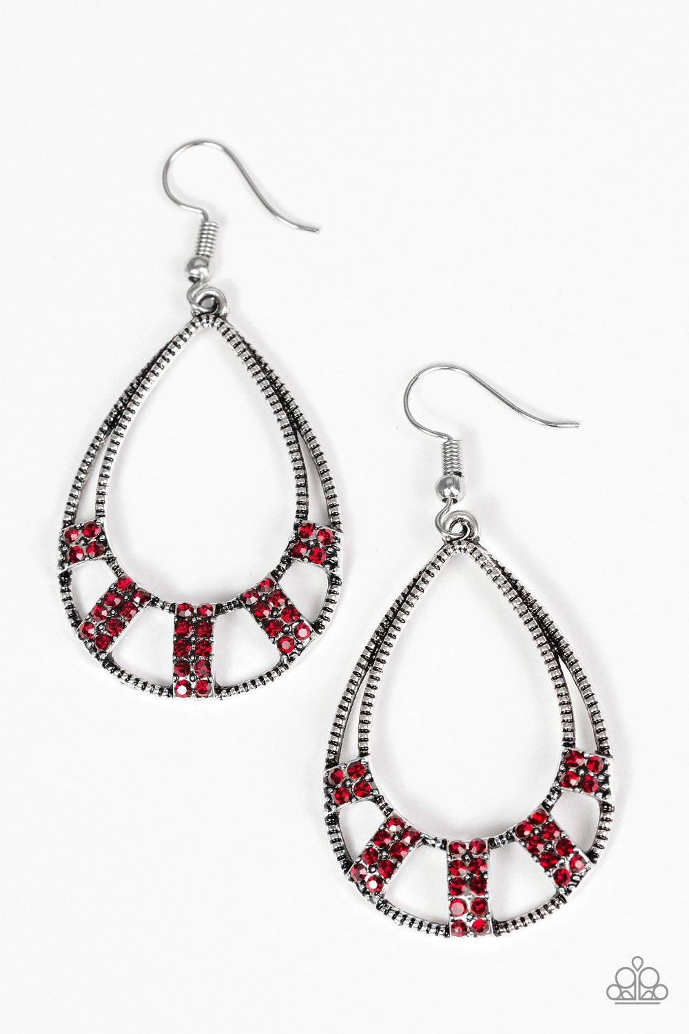Trillion Dollar Teardrops Red Earrings - Paparazzi Accessories-CarasShop.com - $5 Jewelry by Cara Jewels