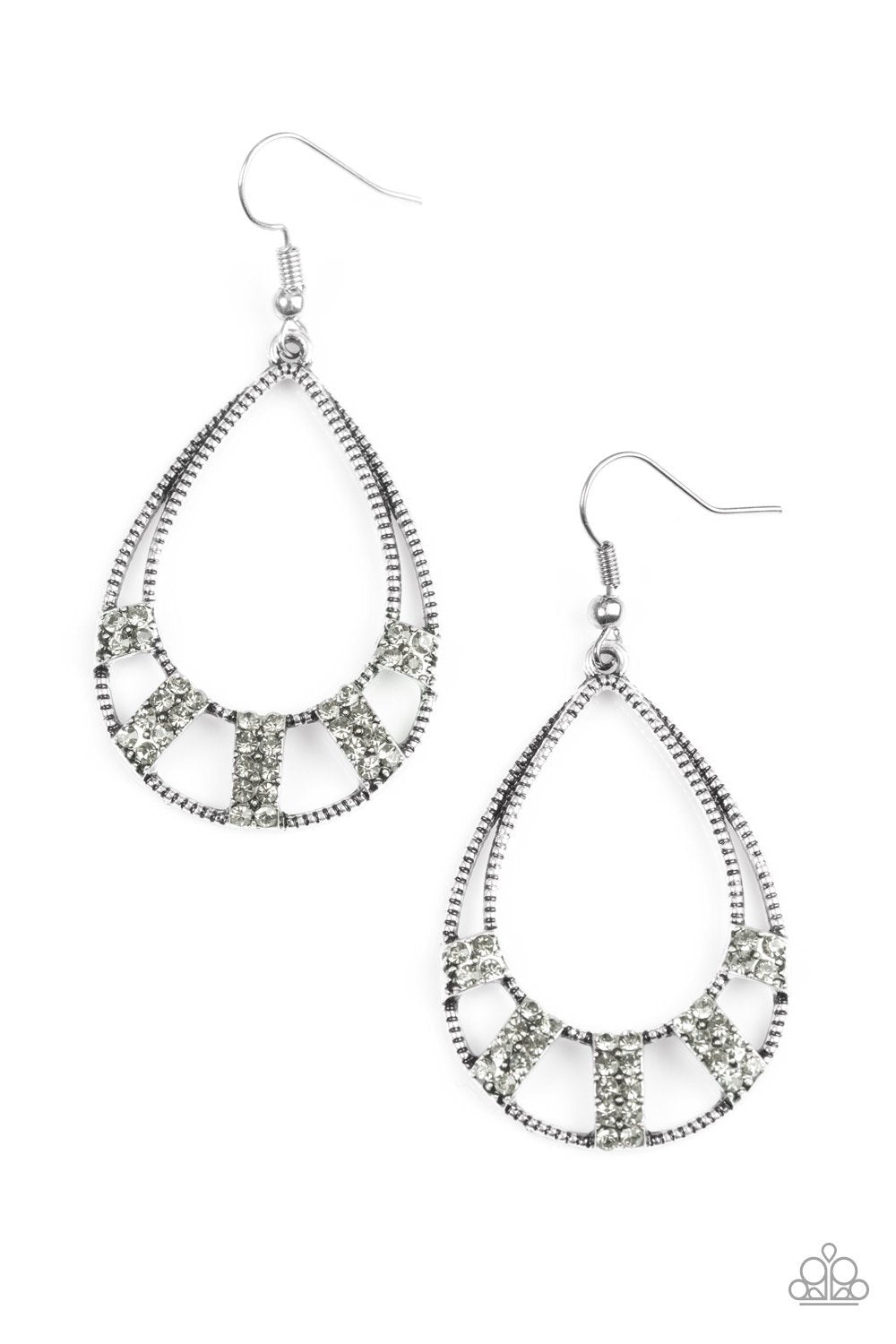 Trillion Dollar Teardrops Silver Earrings - Paparazzi Accessories-CarasShop.com - $5 Jewelry by Cara Jewels