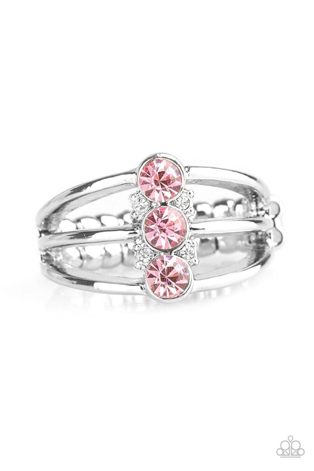 Triple Crown Winner Pink Rhinestone Ring - Paparazzi Accessories-CarasShop.com - $5 Jewelry by Cara Jewels