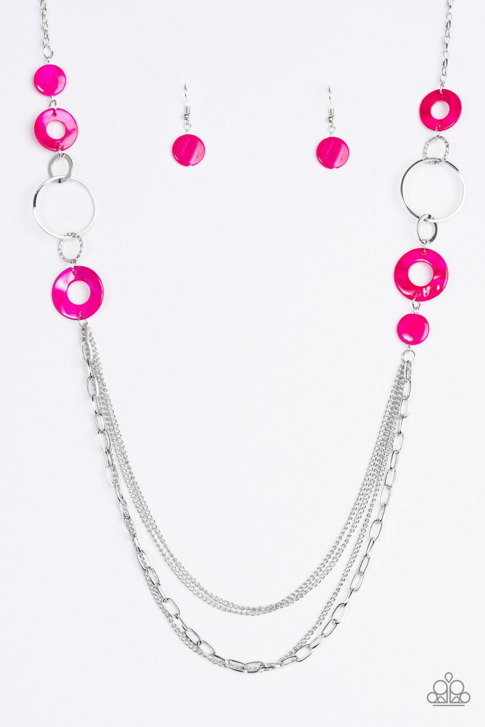 Tropical Sunsets Pink Necklace - Paparazzi Accessories-CarasShop.com - $5 Jewelry by Cara Jewels