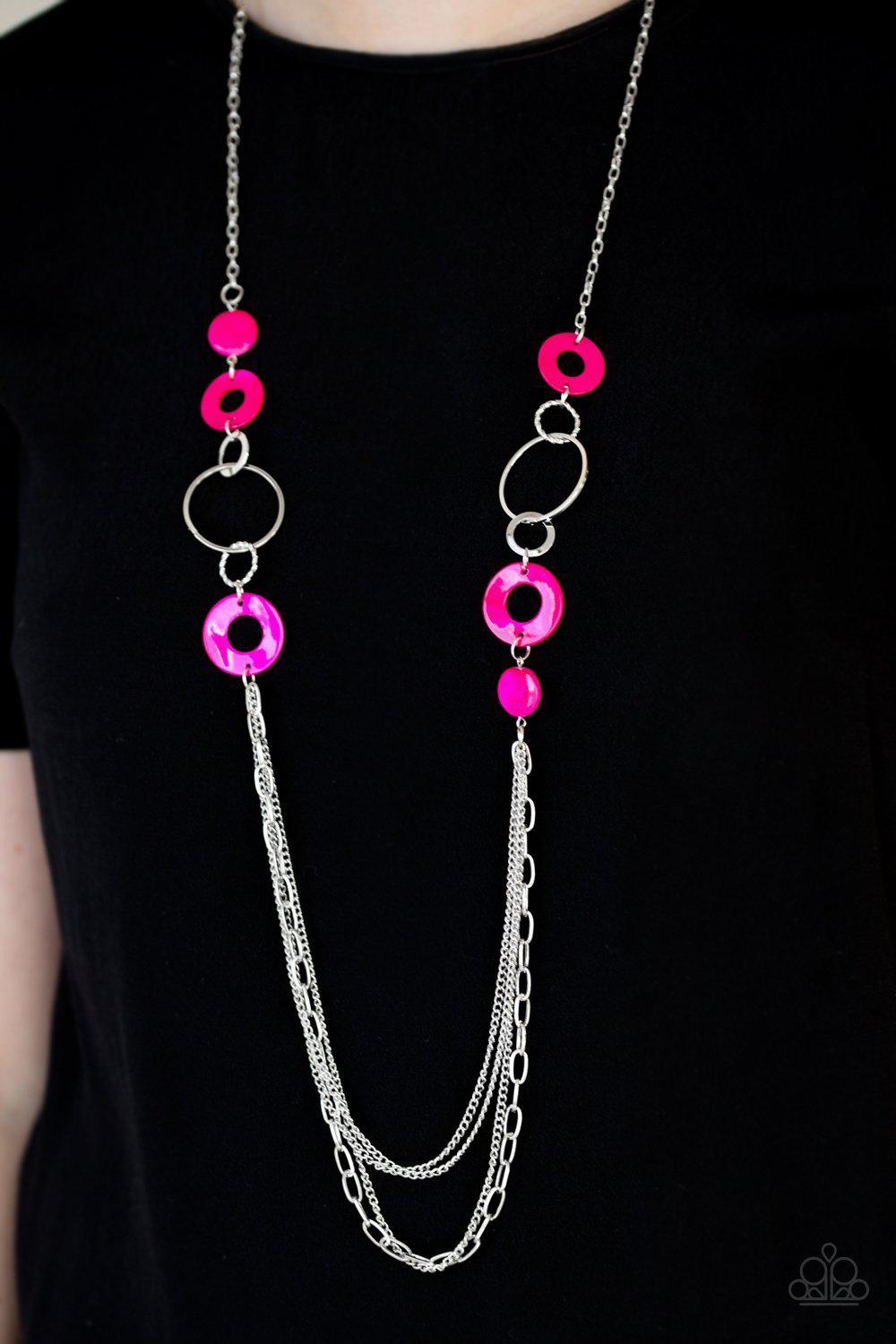 Tropical Sunsets Pink Necklace - Paparazzi Accessories-CarasShop.com - $5 Jewelry by Cara Jewels