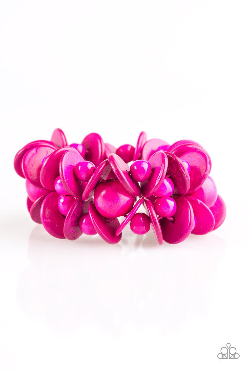 Tropical Temptress Pink Wood Bracelet - Paparazzi Accessories-CarasShop.com - $5 Jewelry by Cara Jewels