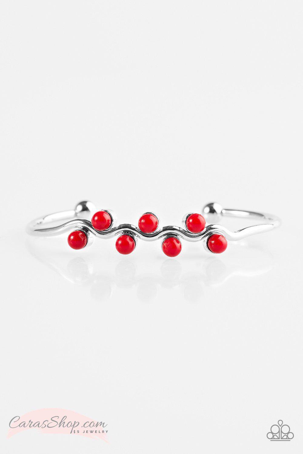 Tropical Tides Red Cuff Bracelet - Paparazzi Accessories-CarasShop.com - $5 Jewelry by Cara Jewels