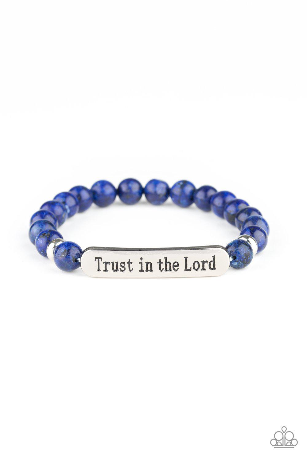 Trust Always Blue Stone Stretch Bracelet - Paparazzi Accessories-CarasShop.com - $5 Jewelry by Cara Jewels