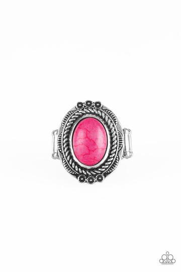 Tumblin&#39; Tumbleweeds Pink Stone Ring - Paparazzi Accessories - lightbox -CarasShop.com - $5 Jewelry by Cara Jewels