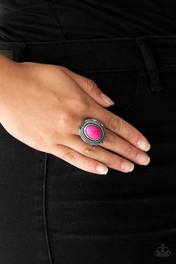 Tumblin&#39; Tumbleweeds Pink Stone Ring - Paparazzi Accessories - model -CarasShop.com - $5 Jewelry by Cara Jewels