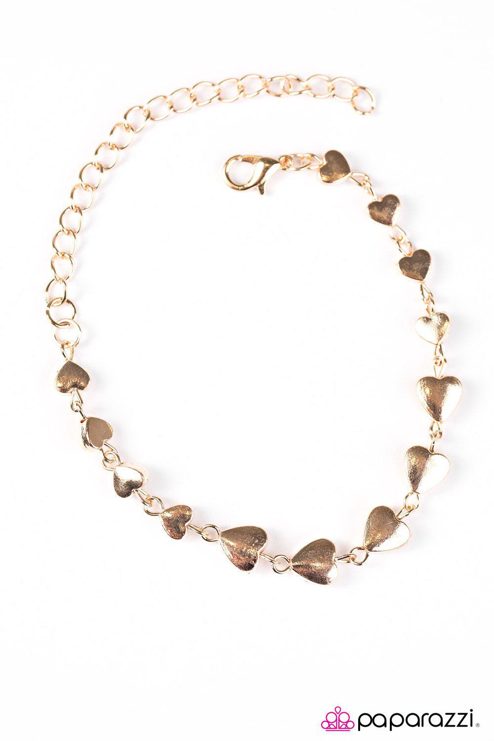 Turn up the Heartbeat Gold Bracelet - Paparazzi Accessories-CarasShop.com - $5 Jewelry by Cara Jewels