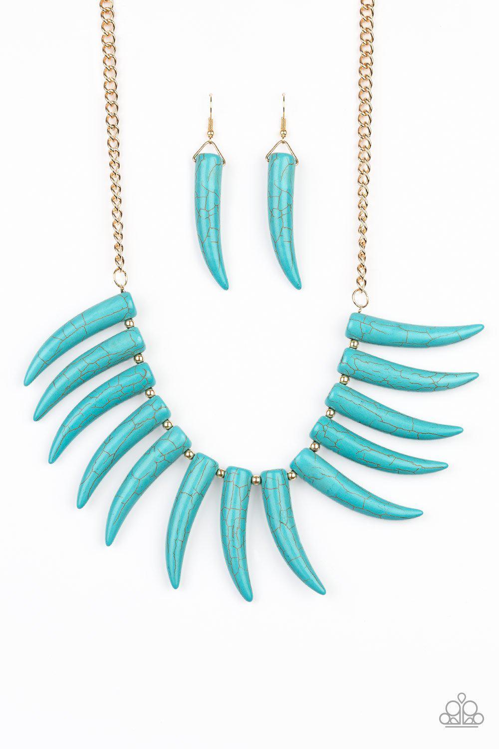 Tusk Tundra Turquoise Blue Necklace - Paparazzi Accessories LOTP Exclusive August 2020-CarasShop.com - $5 Jewelry by Cara Jewels