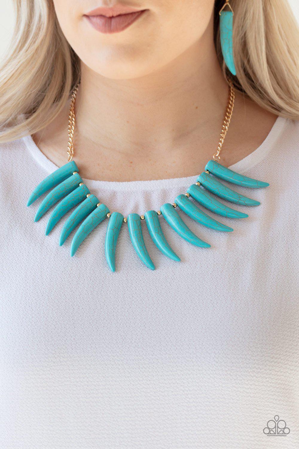 Tusk Tundra Turquoise Blue Necklace - Paparazzi Accessories LOTP Exclusive August 2020-CarasShop.com - $5 Jewelry by Cara Jewels