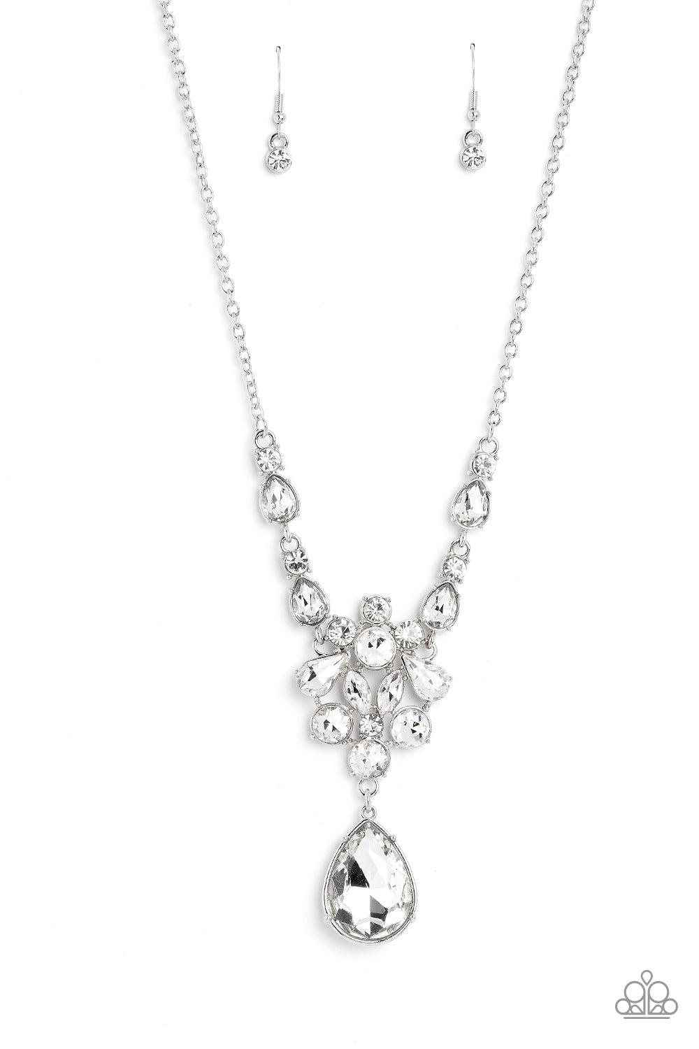TWINKLE of an Eye White Rhinestone Necklace - Paparazzi Accessories- lightbox - CarasShop.com - $5 Jewelry by Cara Jewels