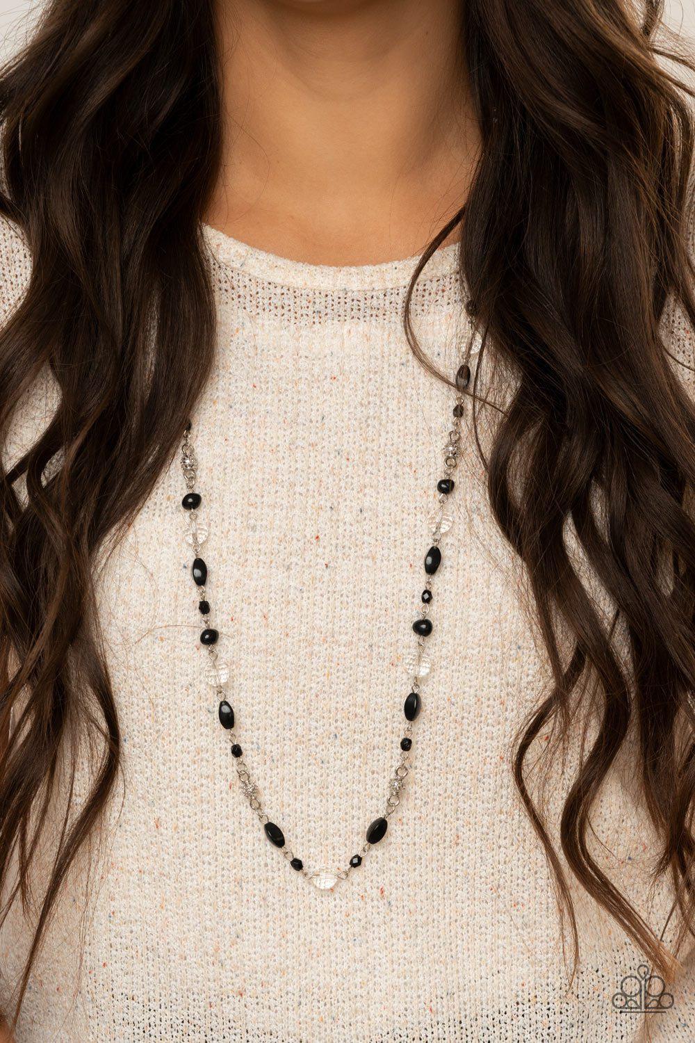 Twinkling Treasures Black and White Necklace - Paparazzi Accessories - model -CarasShop.com - $5 Jewelry by Cara Jewels