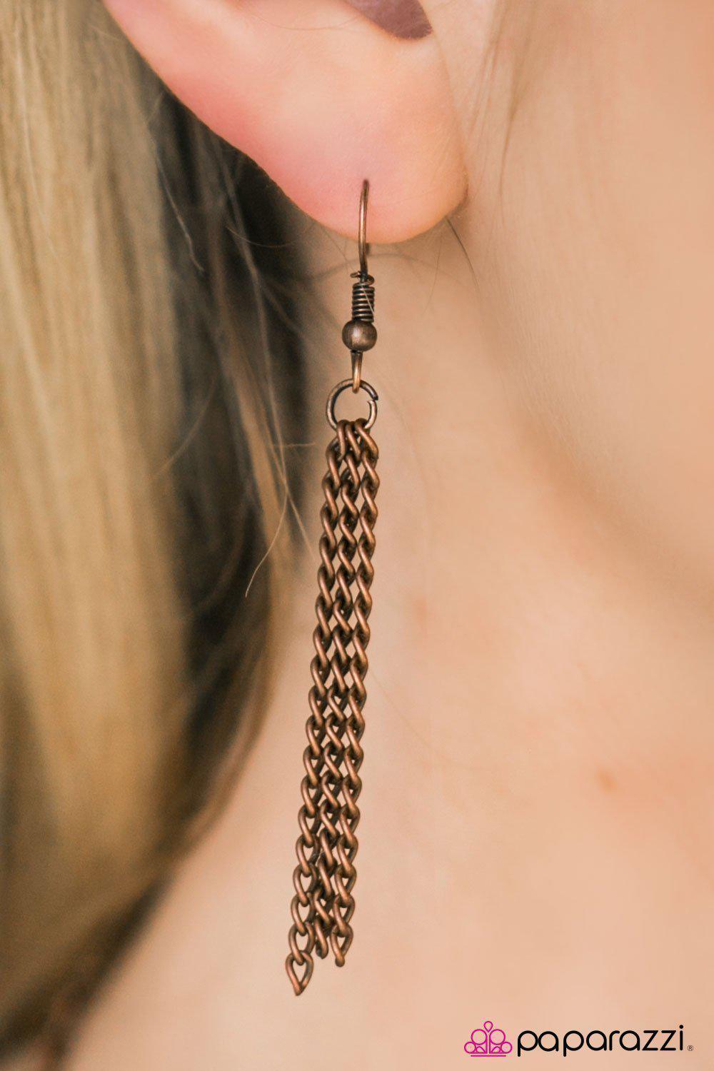 Twirl and Tassel Copper Necklace - Paparazzi Accessories-CarasShop.com - $5 Jewelry by Cara Jewels