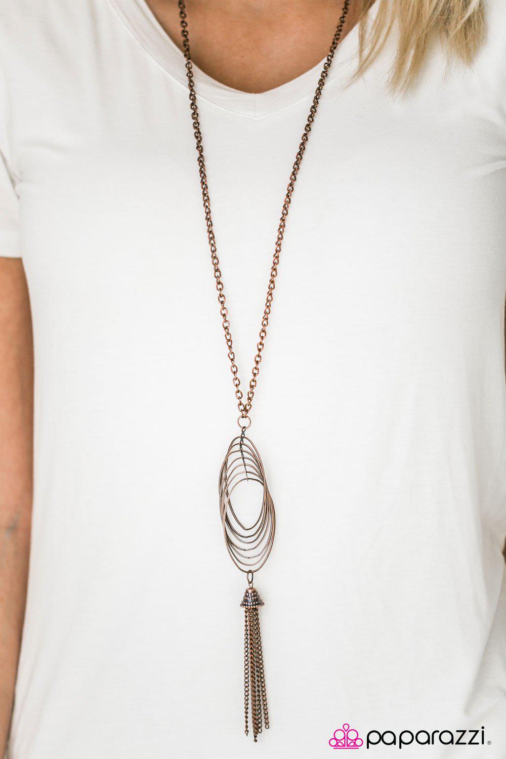 Twirl and Tassel Copper Necklace - Paparazzi Accessories-CarasShop.com - $5 Jewelry by Cara Jewels