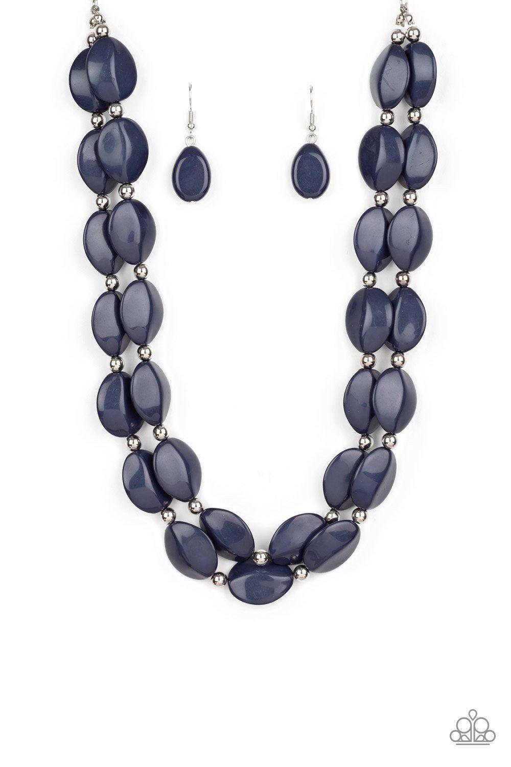 Two-story Stunner Dark Blue Faux-Stone Necklace - Paparazzi Accessories - lightbox -CarasShop.com - $5 Jewelry by Cara Jewels