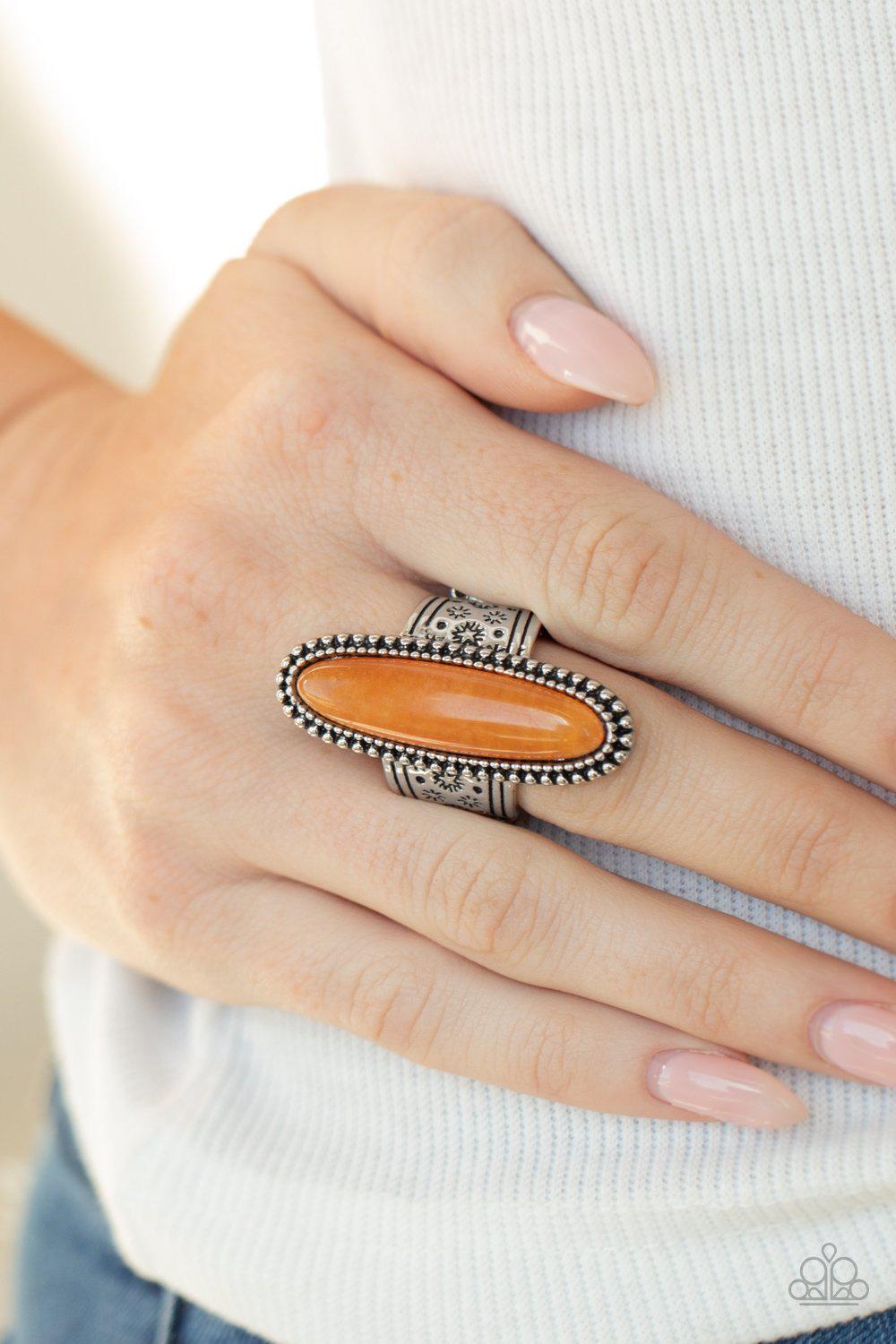 Ultra Luminary Orange Stone Ring - Paparazzi Accessories- model - CarasShop.com - $5 Jewelry by Cara Jewels