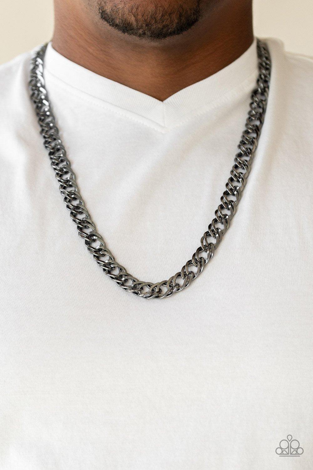 Undefeated Men&#39;s Black Chain Necklace - Paparazzi Accessories-CarasShop.com - $5 Jewelry by Cara Jewels