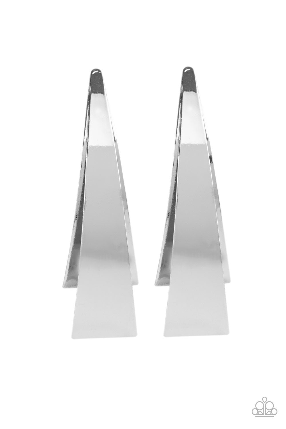 Underestimated Edge Silver Post Earrings - Paparazzi Accessories-CarasShop.com - $5 Jewelry by Cara Jewels