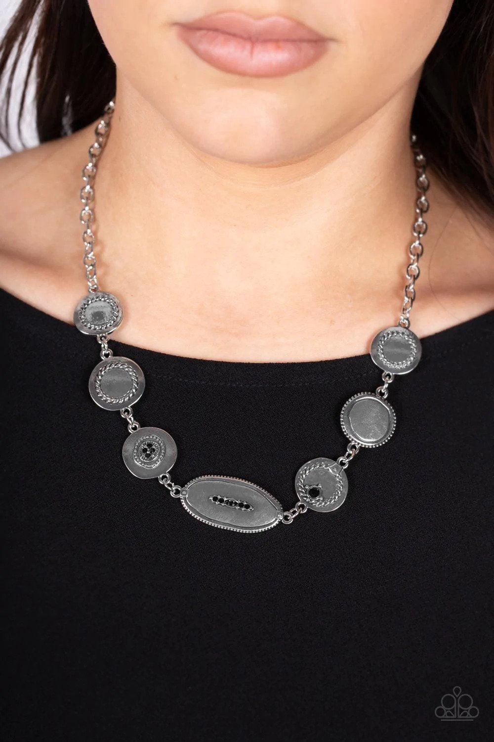 Uniquely Unconventional Black and Silver Necklace - Paparazzi Accessories- lightbox - CarasShop.com - $5 Jewelry by Cara Jewels