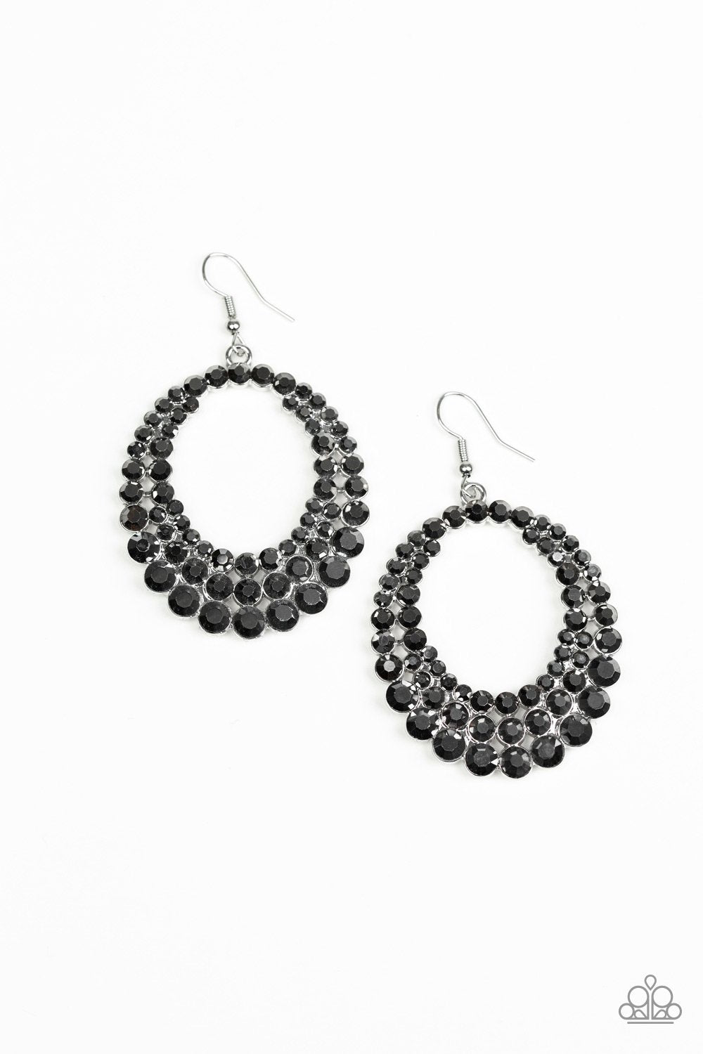 Universal Shimmer Silver Hematite Earrings - Paparazzi Accessories-CarasShop.com - $5 Jewelry by Cara Jewels