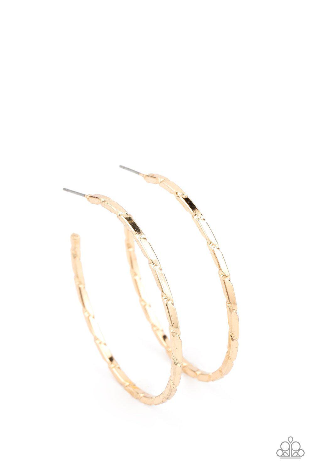 Unregulated Gold Hoop Earrings - Paparazzi Accessories - lightbox -CarasShop.com - $5 Jewelry by Cara Jewels