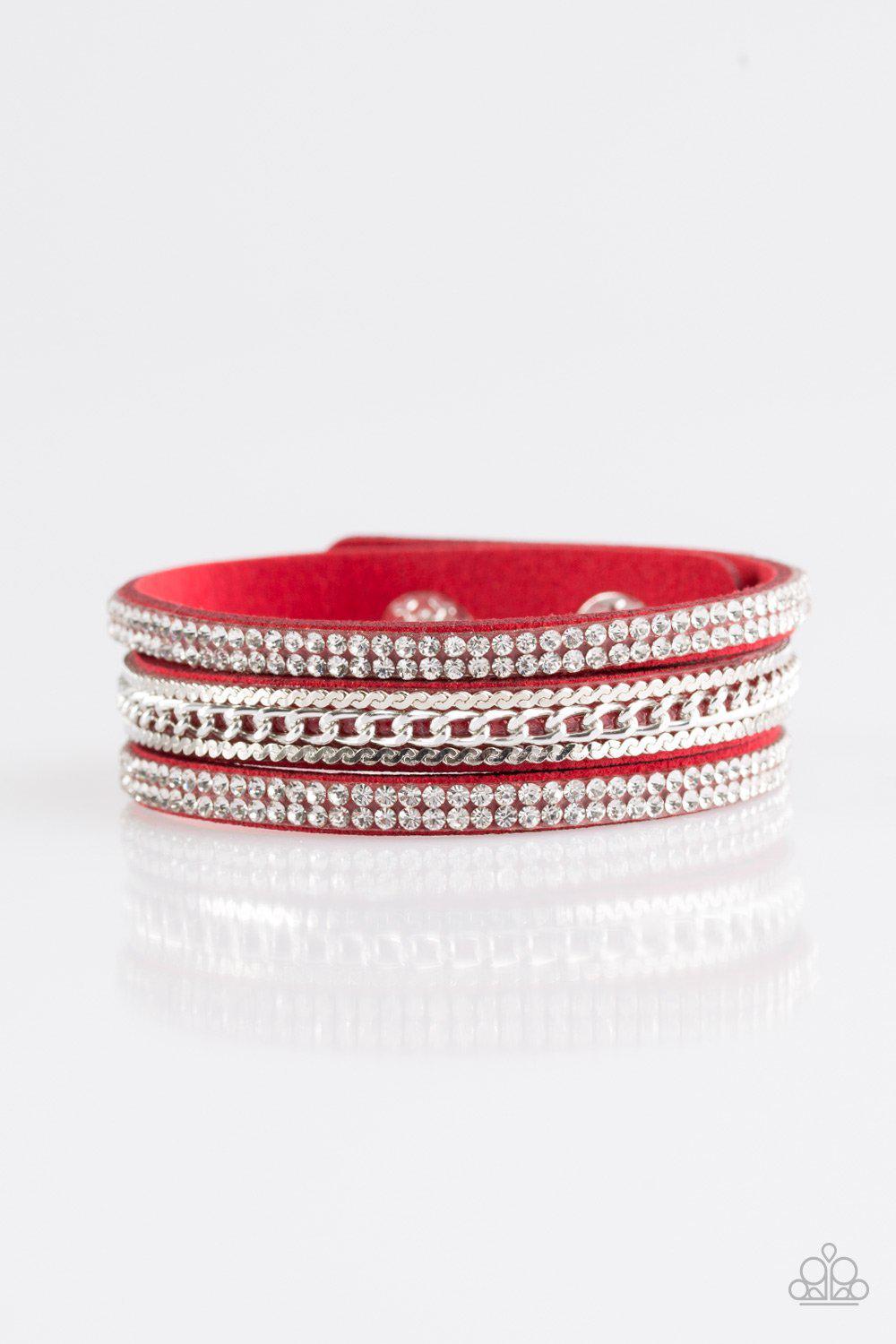 Unstoppable Red Wrap Snap Bracelet - Paparazzi Accessories-CarasShop.com - $5 Jewelry by Cara Jewels