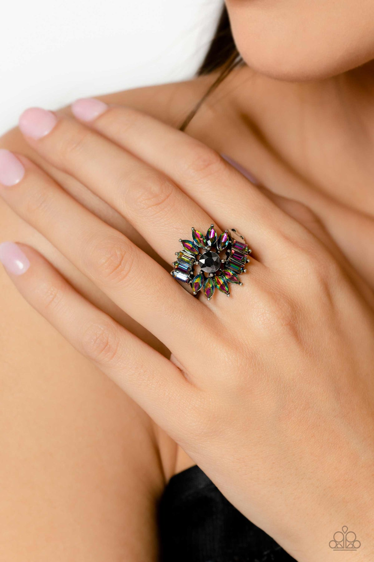 Untamable Universe Multi Oil Spill Ring - Paparazzi Accessories-on model - CarasShop.com - $5 Jewelry by Cara Jewels