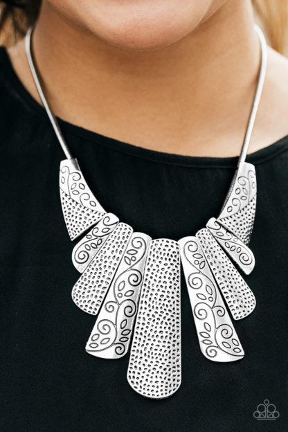 Untamed Silver Statement Necklace - Paparazzi Accessories-CarasShop.com - $5 Jewelry by Cara Jewels
