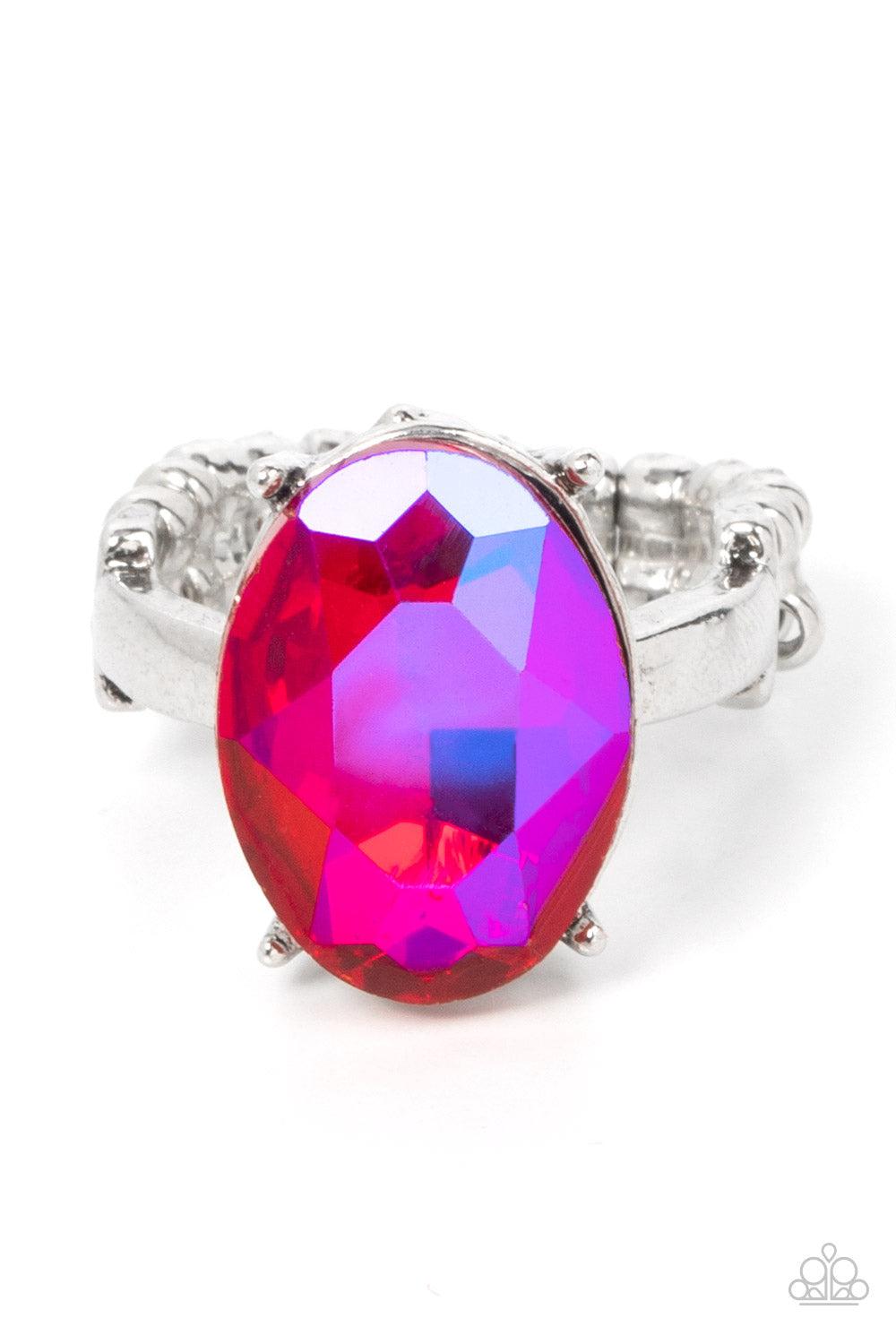 Updated Dazzle Pink Iridescent Rhinestone Ring - Paparazzi Accessories- lightbox - CarasShop.com - $5 Jewelry by Cara Jewels