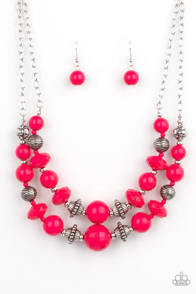 Upscale Chic Pink & Silver Necklace - Paparazzi Accessories- lightbox - CarasShop.com - $5 Jewelry by Cara Jewels