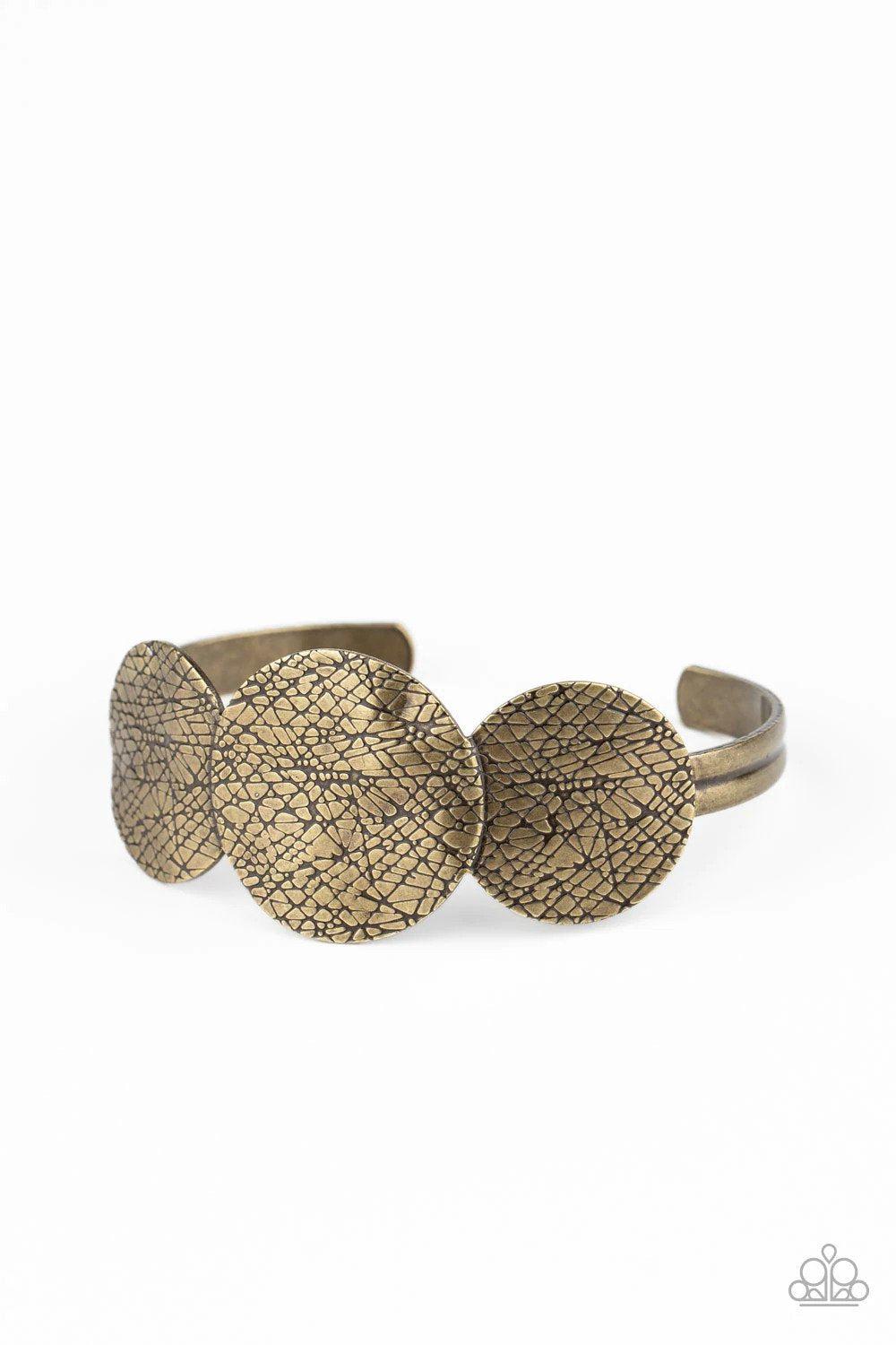 Urban Aftershock Brass Cuff Bracelet - Paparazzi Accessories- lightbox - CarasShop.com - $5 Jewelry by Cara Jewels