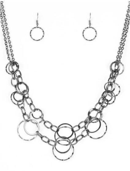 Urban Center Gunmetal Black Necklace - Paparazzi Accessories-CarasShop.com - $5 Jewelry by Cara Jewels