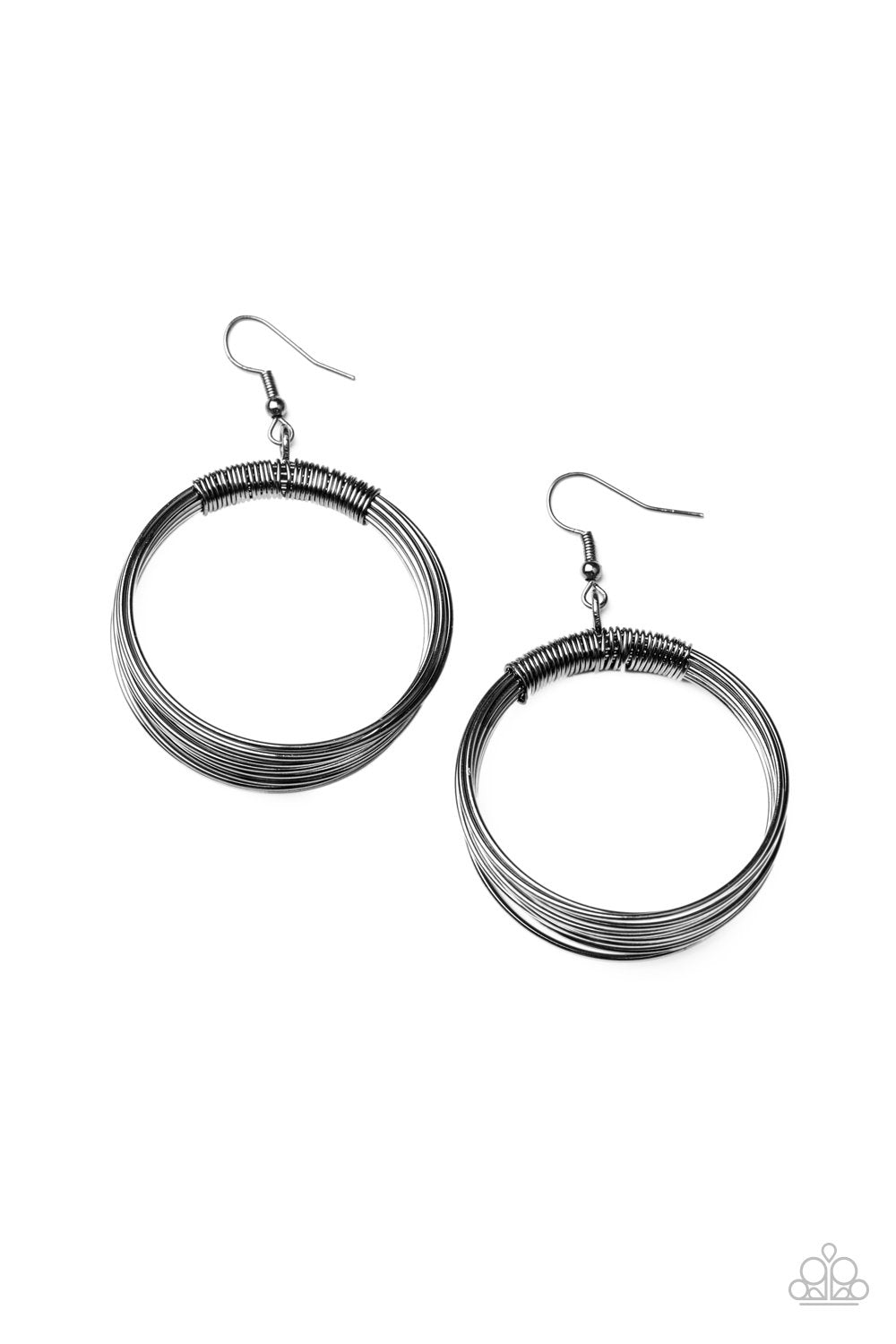 Urban-Spun Gunmetal Black Earrings - Paparazzi Accessories - lightbox -CarasShop.com - $5 Jewelry by Cara Jewels